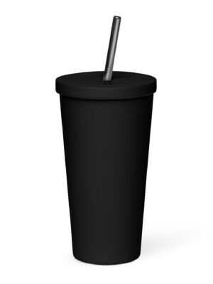 Insulated tumbler with a straw