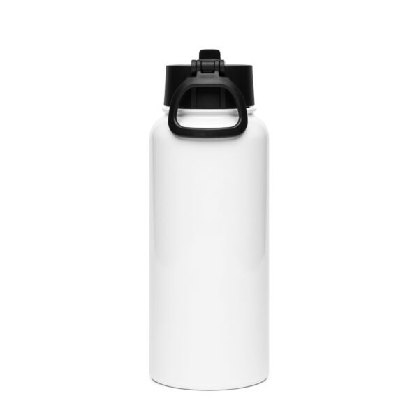 white Stainless steel water bottle with a straw lid