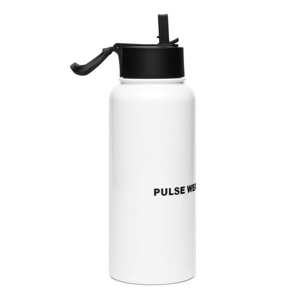 white Stainless steel water bottle with a straw lid - Image 4